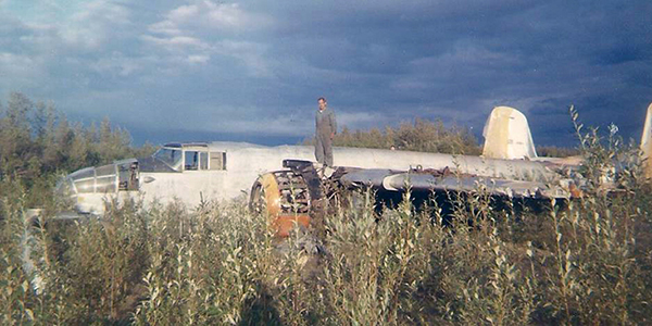 B-25J Sandbar Mitchell in the 1960's outside Fairbanks, AK. Picture courtesy of Milo Peltzer